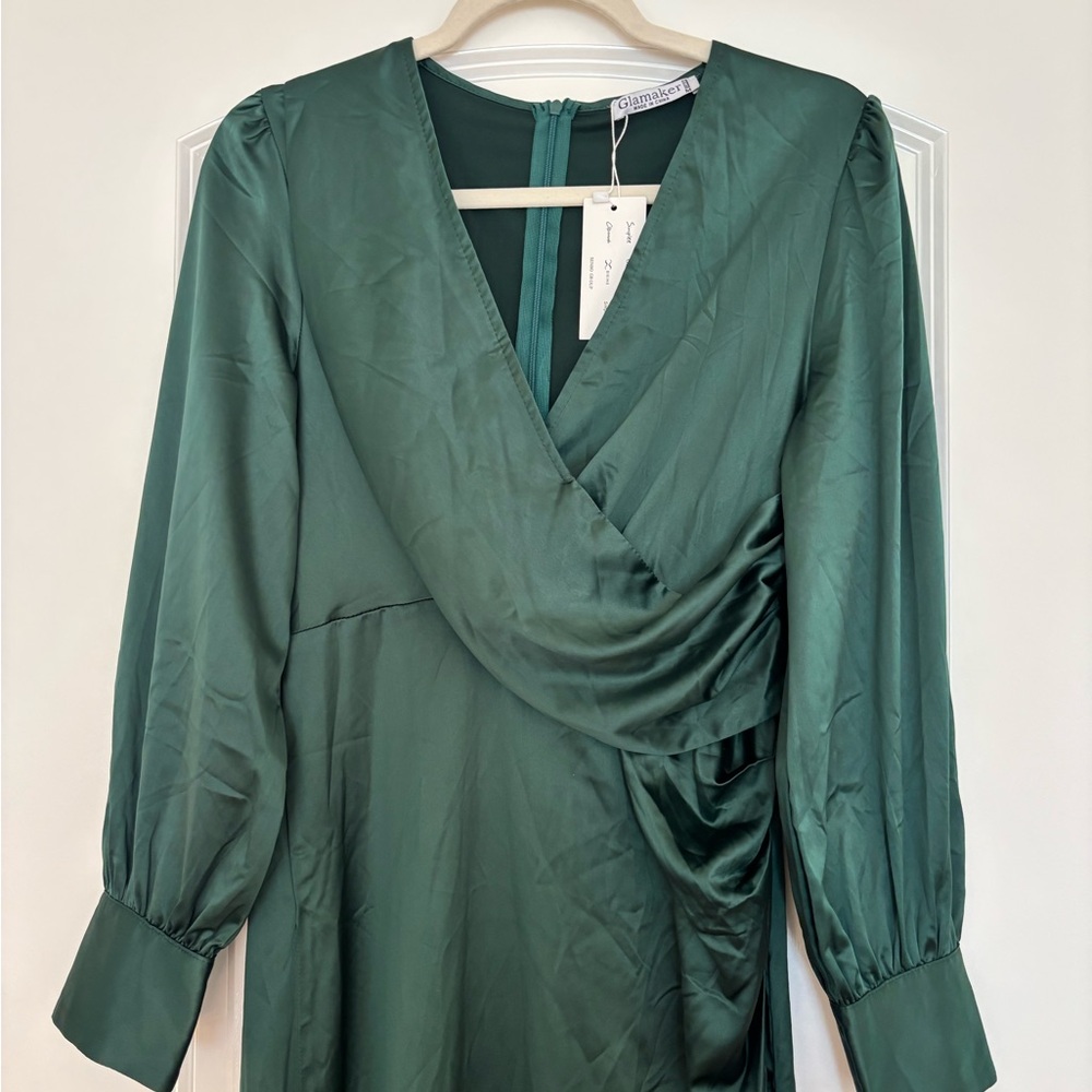 Elegant Green Wrap Dress